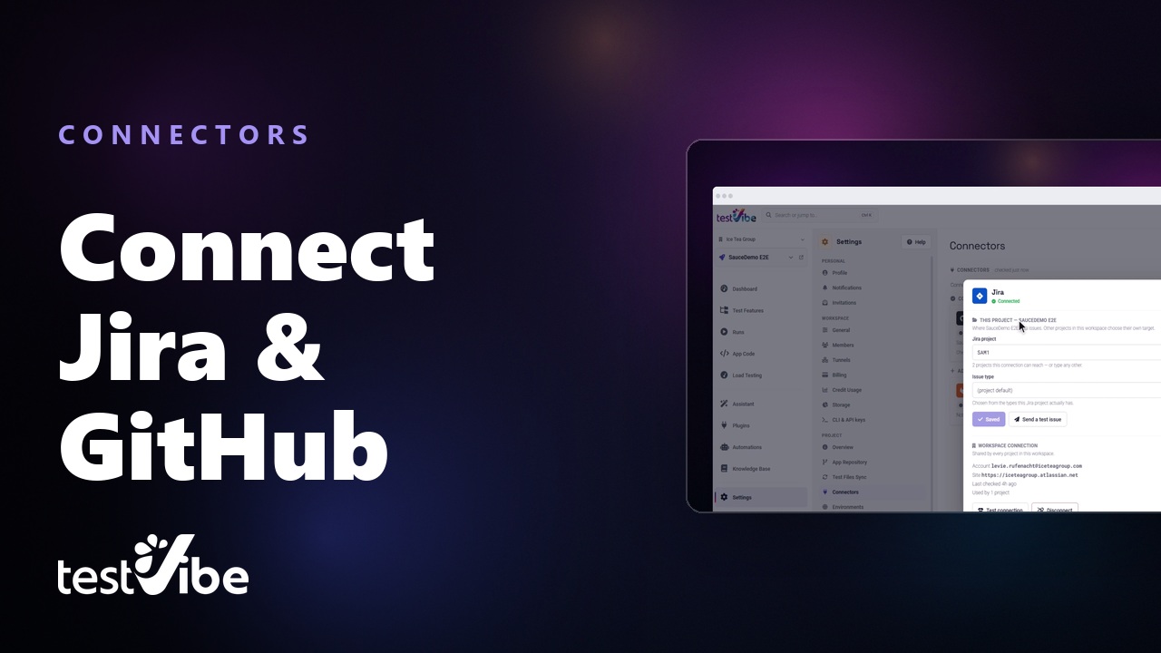 Still from Connect Jira and GitHub to Your Playwright Test Suite | TestVibe