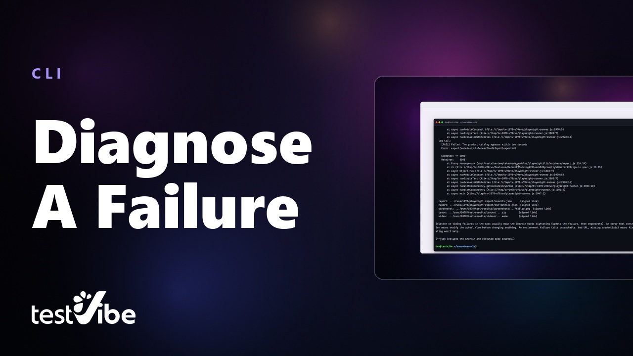 Still from Debug a Failed Playwright Test From the Terminal | TestVibe CLI