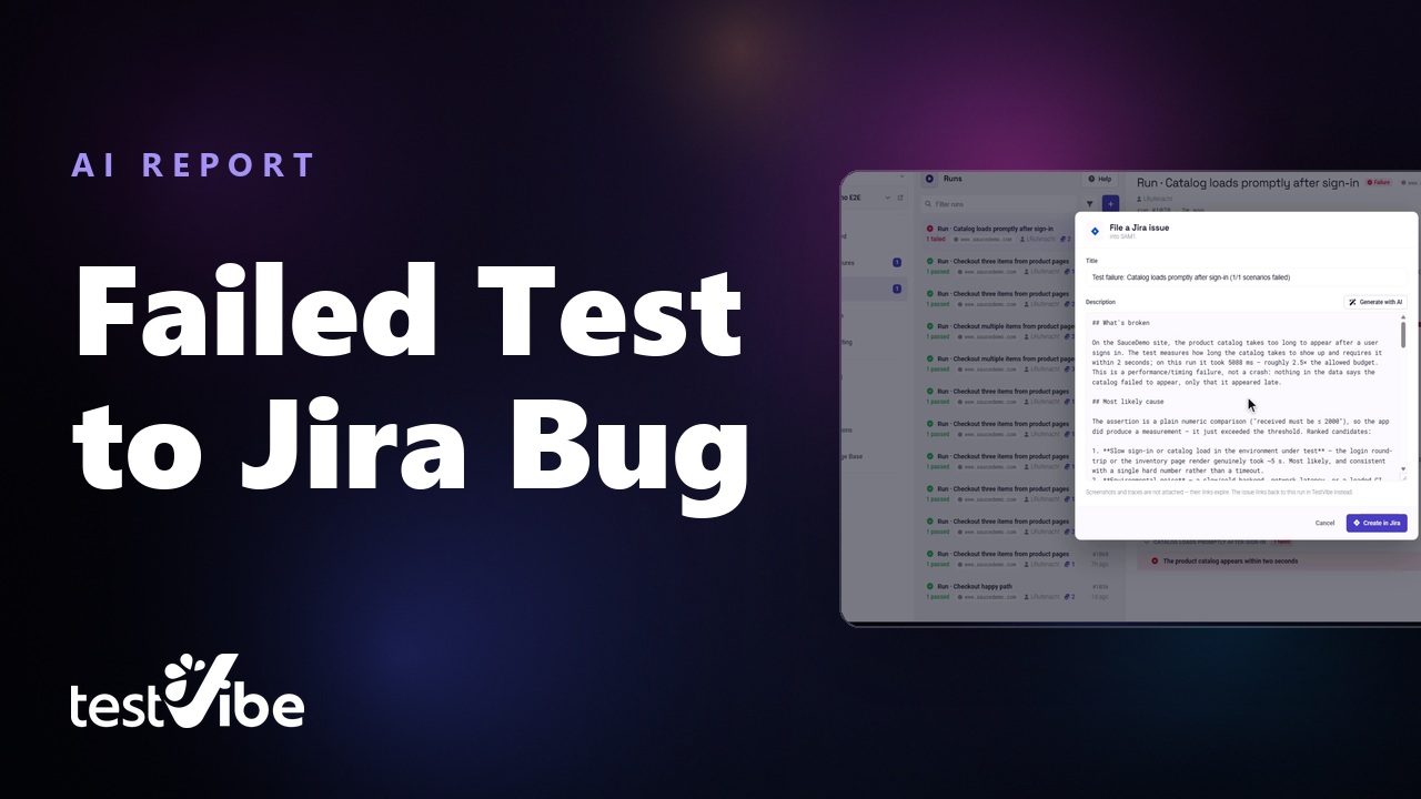 Still from Turn a Failed Playwright Test into a Jira Bug, Written by AI